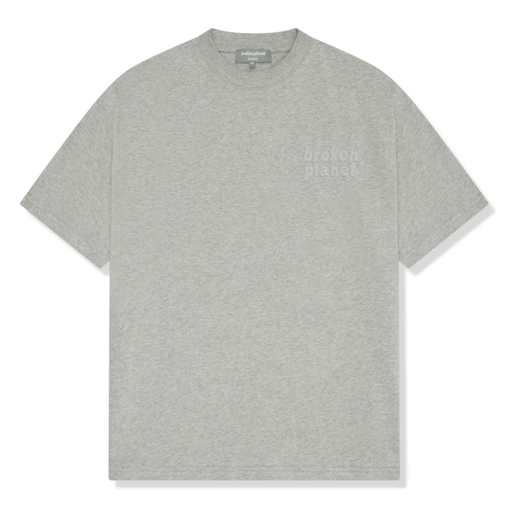 Front view of Broken Planet Basics Heather Grey T Shirt